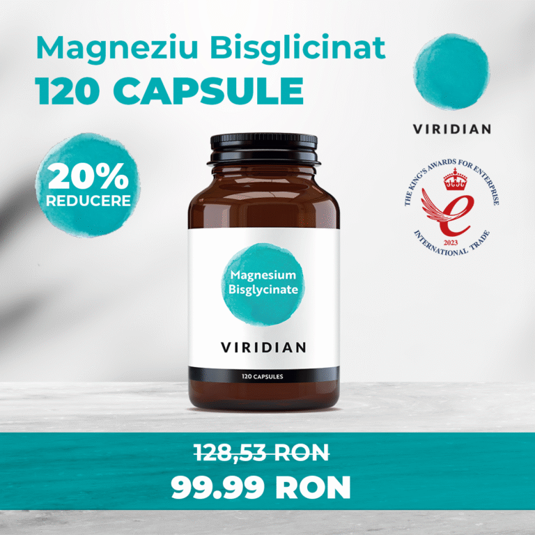 Magneziu Bisglicinat 120 capsule Viridian reducere 20% pret 99.99 RON supliment vegan
