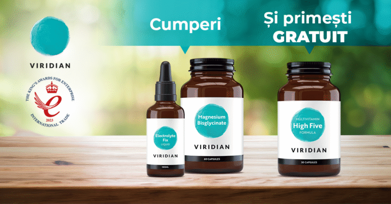 Pachet promotional multivitamine cu minerale Viridian High Five Electrolyte Fix Magneziu Bisglicinat gratuit