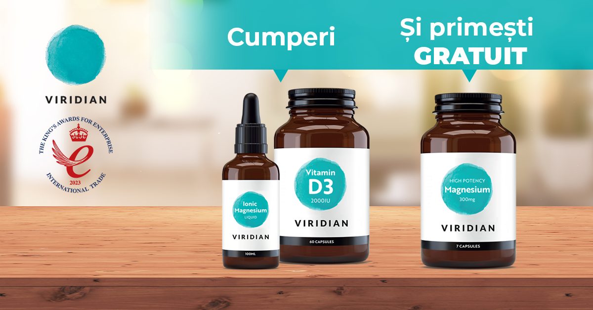 Pachet Viridian Vitamin D3 2000IU Ionic Magnesium Liquid High Potency Magnesium gratuit