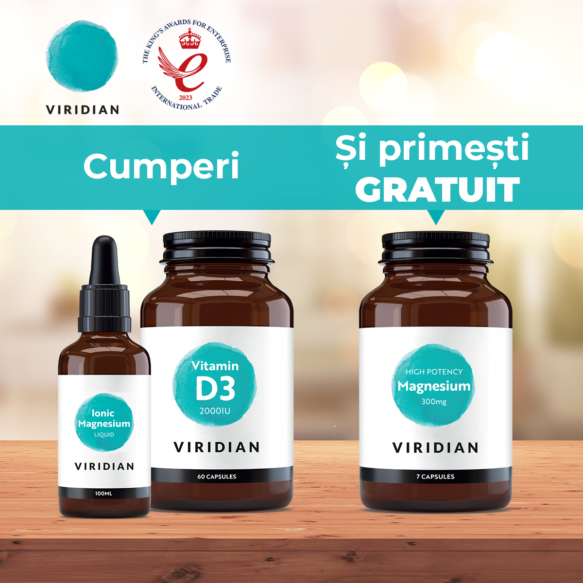 Viridian pachet promotional Vitamin D3 Ionic Magnesium High Potency Magnesium cadou