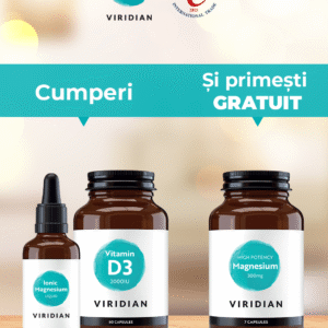 Pachet Viridian Vitamin D3 2000IU Ionic Magnesium Liquid High Potency Magnesium gratuit
