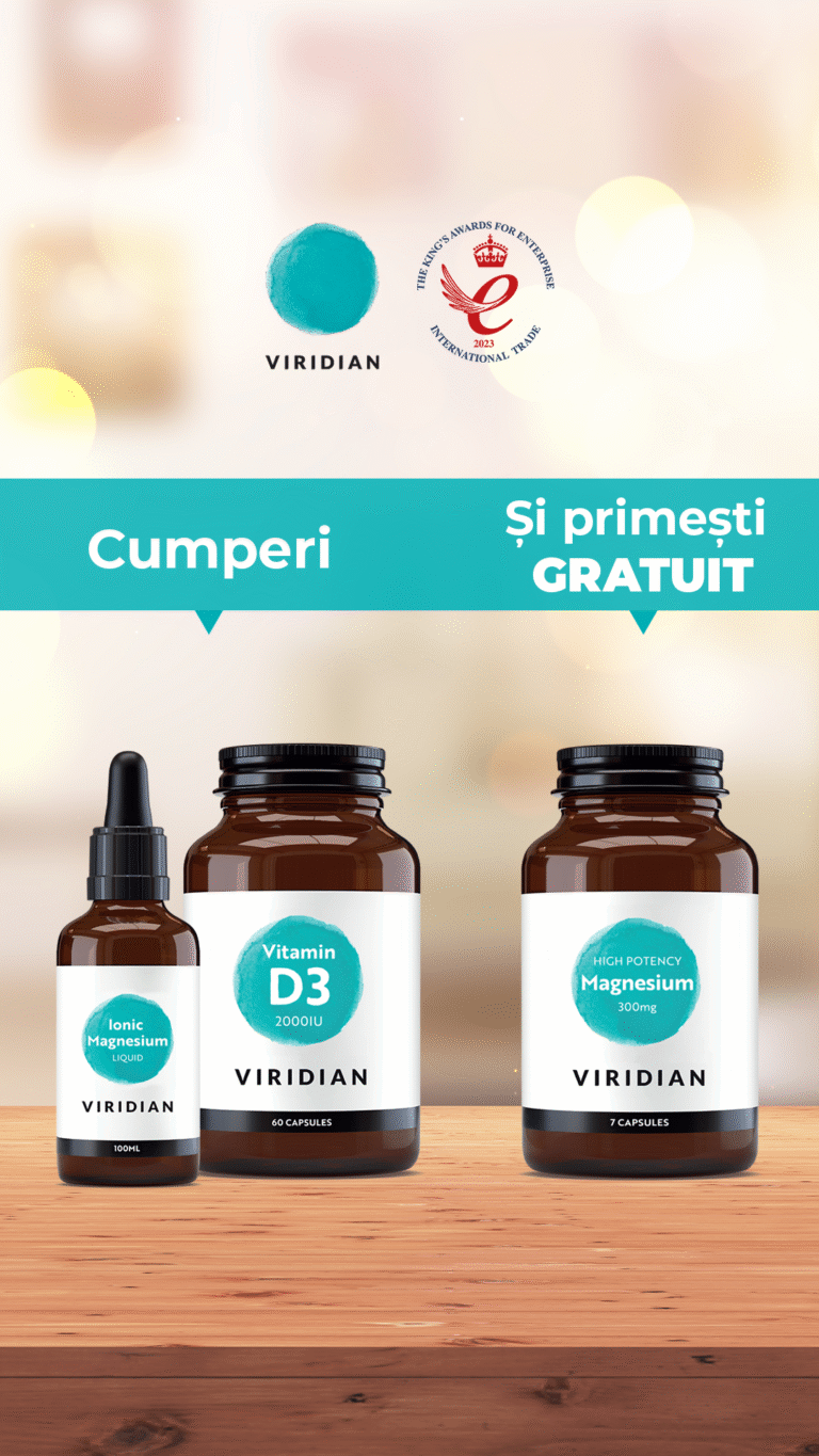 Pachet Viridian Vitamin D3 2000IU Ionic Magnesium Liquid High Potency Magnesium gratuit