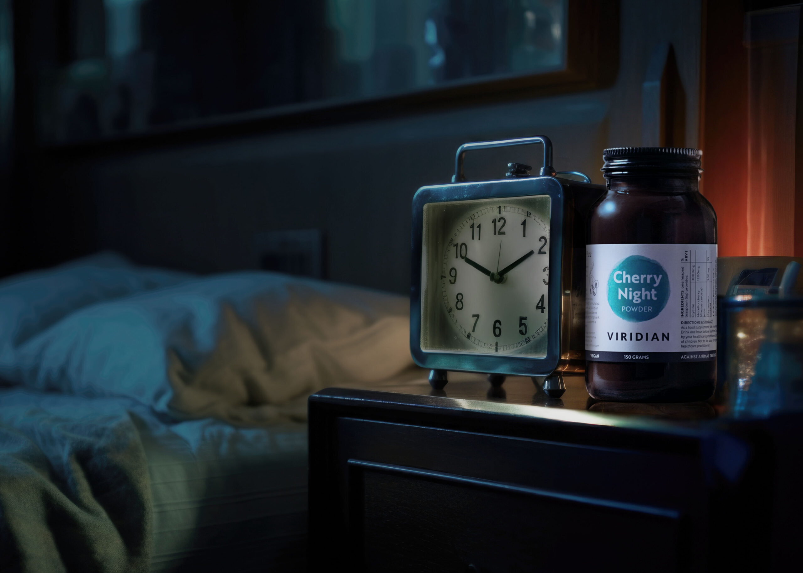 Viridian Cherry Night pentru somn, borcan de 150 g cu pulbere de vișine Morello