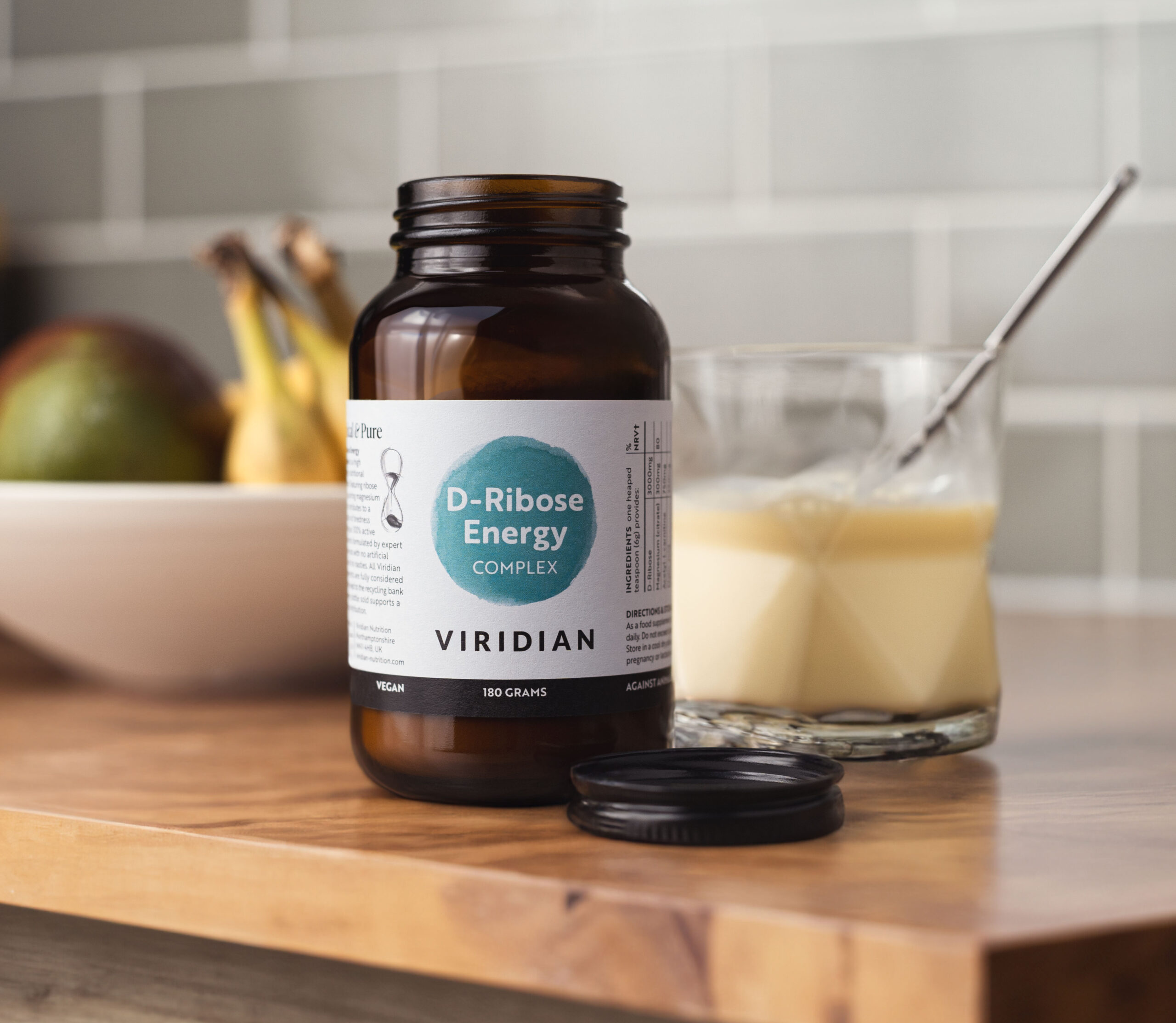 Viridian D-Riboză Energie, borcan de 180 g cu pulbere solubilă