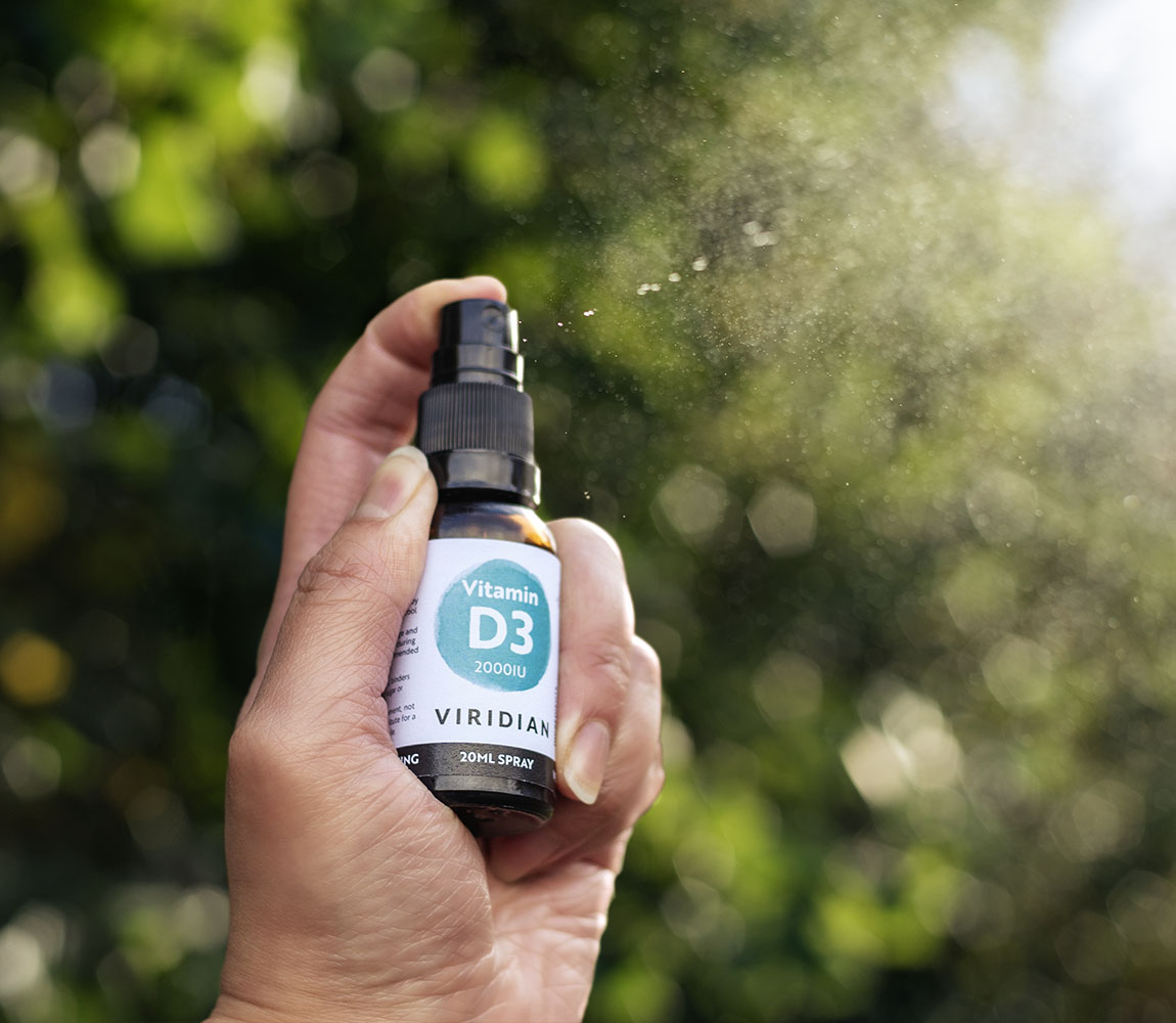 Viridian Vitamina D3 2000 UI Spray, flacon de 20 ml cu aromă de portocale